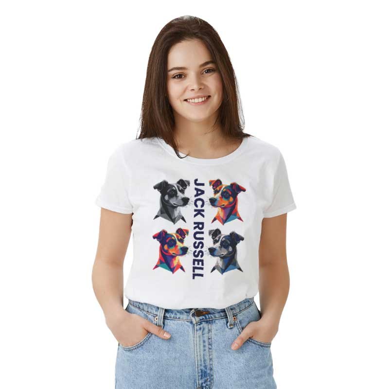 חולצה T-shirt לבנה עם הדפס ג'ק ראסל