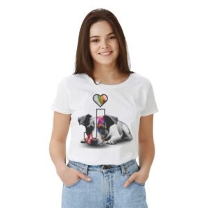 T-shirt חולצה לבנה עם הדפס ג'ק ראסל